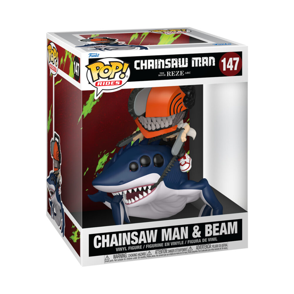 Chainsaw Man and Beam Reze Arc Funko Pop Rides Deluxe #147 shown in its window display box