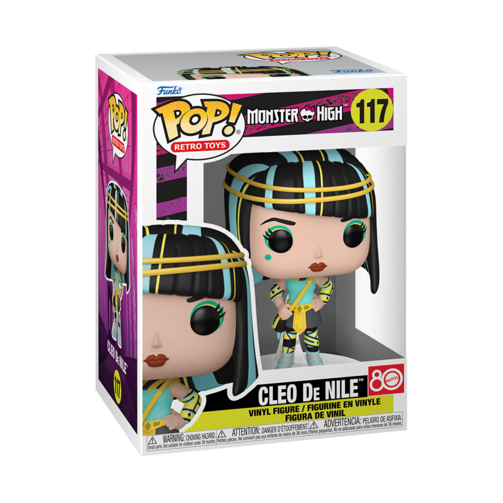 Cleo De Nile Monster High Funko Pop #117 in its window display box with Mattel 80th Anniversary packaging