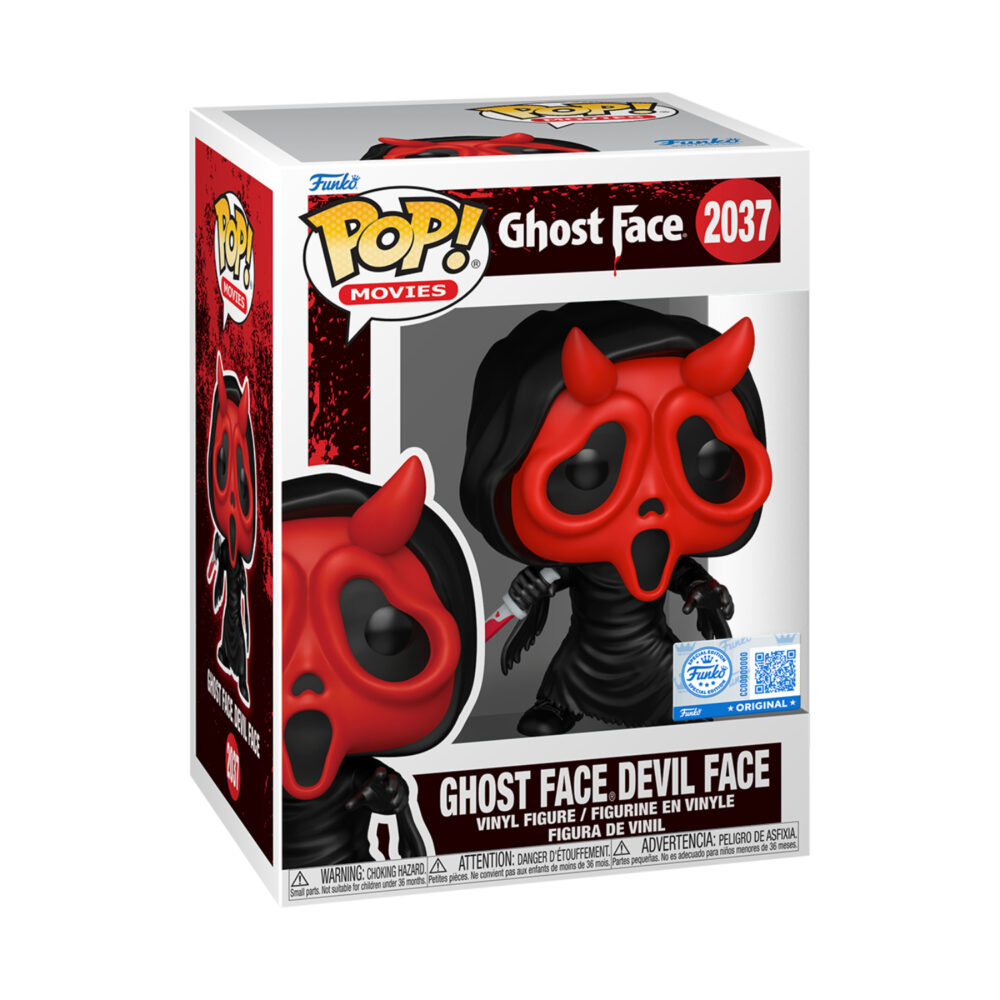 Ghost Face Devil Face Funko Pop #2037 Special Edition figure in its window display box with red horned mask and black robe visible