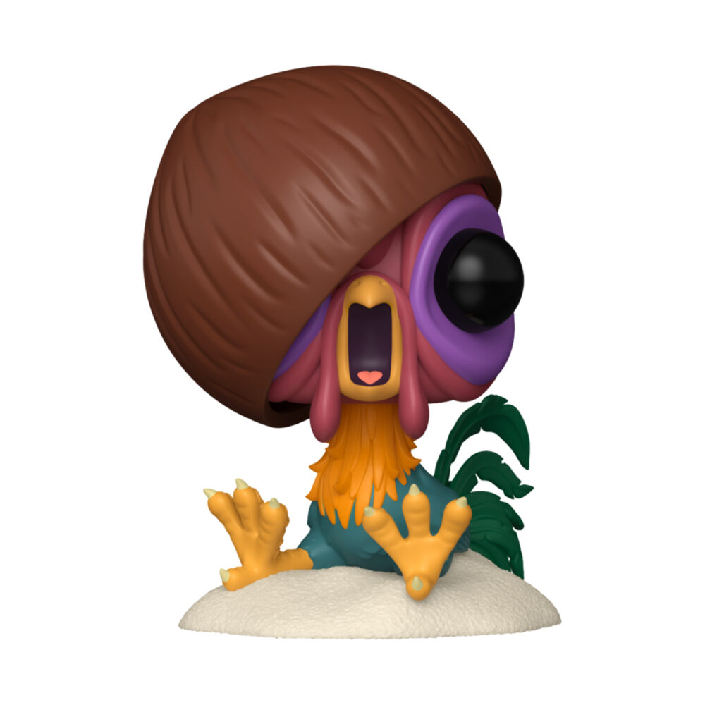 Hei Hei Disney Moana Funko Pop #1768 shown unboxed wearing a coconut shell over his head