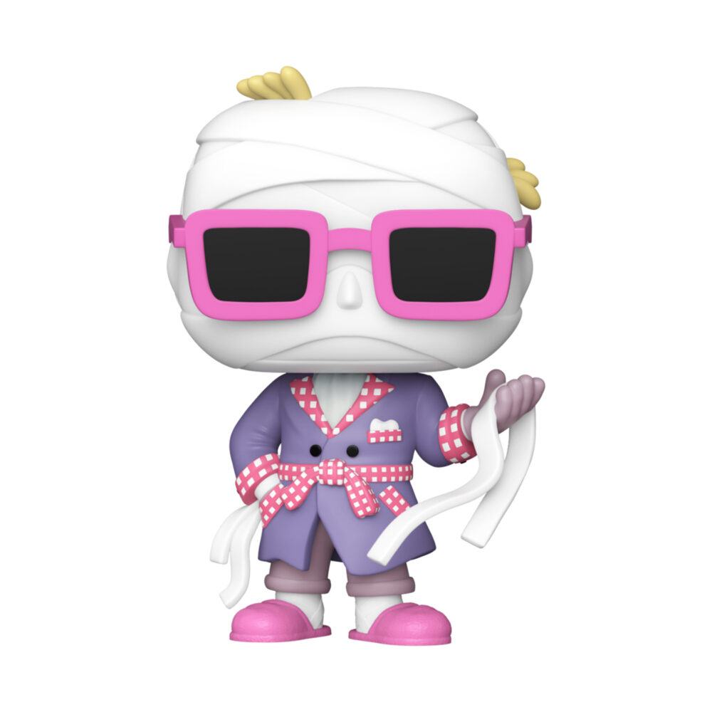 Invisible Man Anime Universal Monsters Funko Pop #2412 standard figure unboxed, wearing pink sunglasses and a purple robe over white bandages