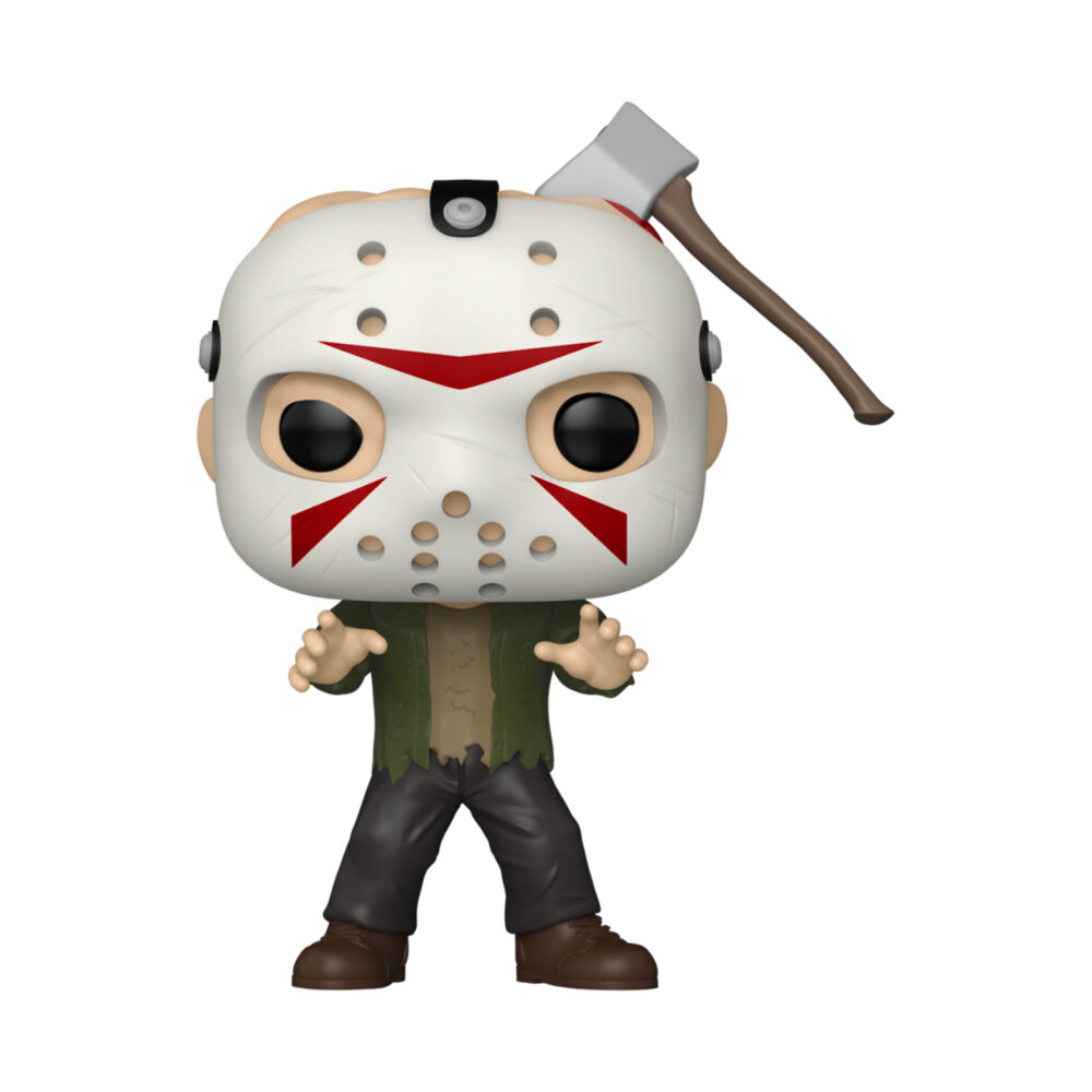 Jason Axe in Head Jason Universe Funko Pop #2034 Special Edition unboxed, wearing a white hockey mask and green jacket with the axe detail visible
