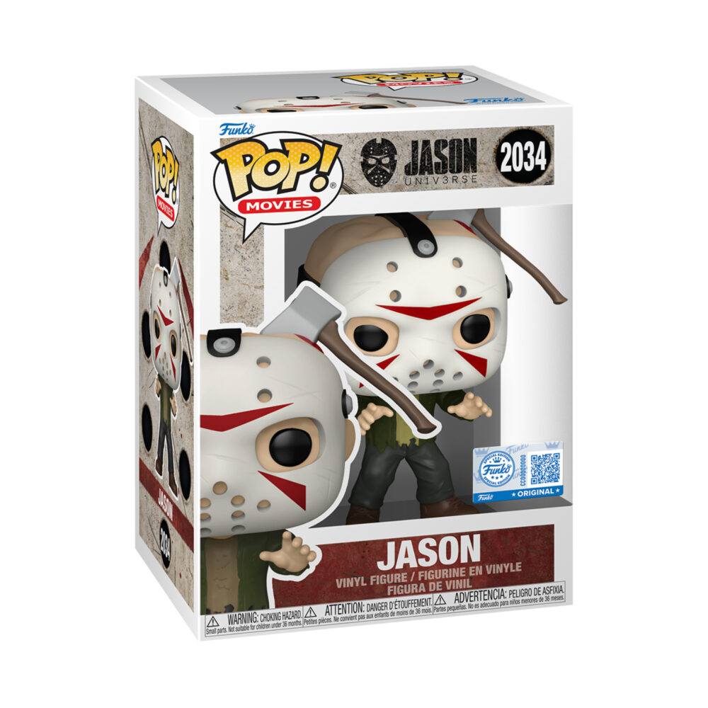 Jason Axe in Head Jason Universe Funko Pop #2034 Special Edition in its window display box, wearing a white hockey mask with the axe detail visible