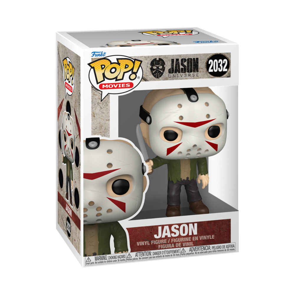 Jason Universe Funko Pop #2032 in its window display box, wearing a white hockey mask and holding a machete