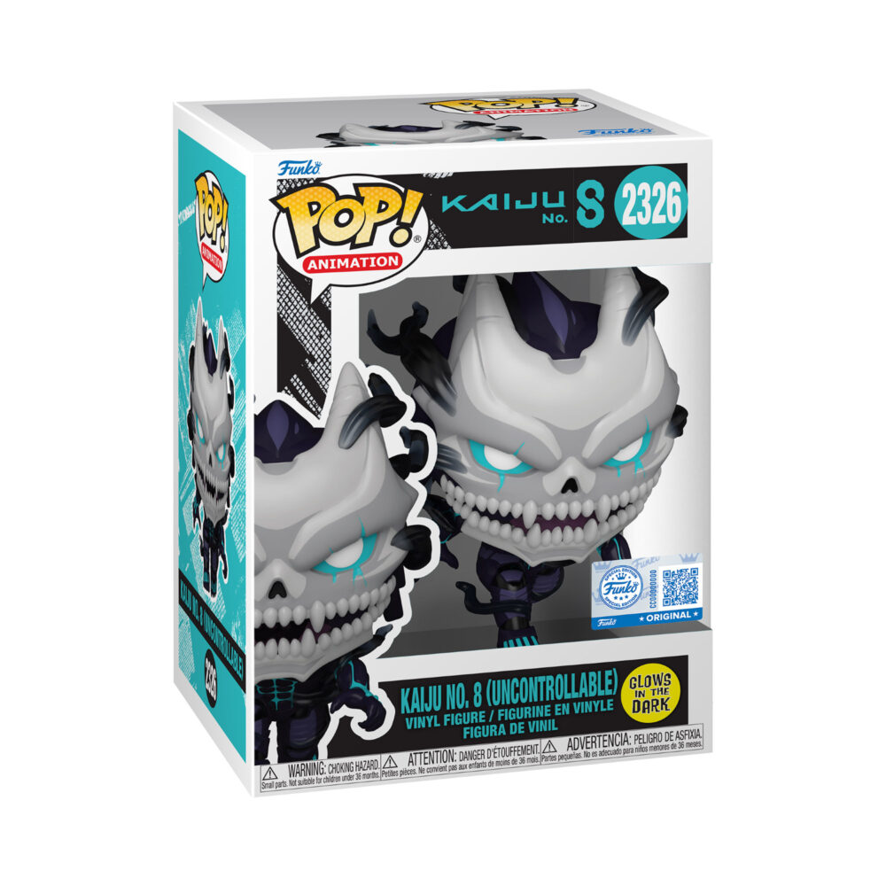 Kaiju No. 8 Uncontrollable glow-in-the-dark Funko Pop #2326 displayed in its Special Edition window box from a front-left angle