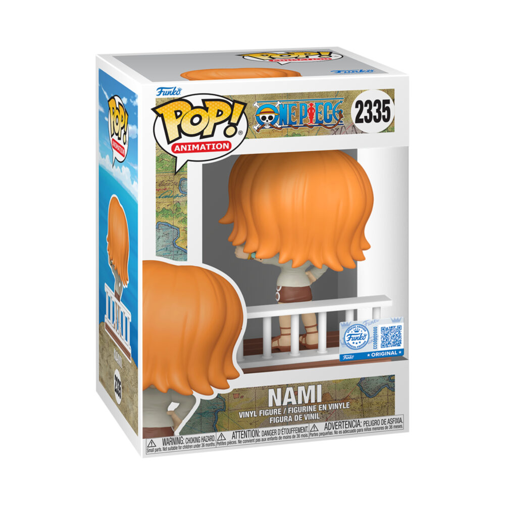 Nami Going Merry One Piece Funko Pop #2335 shown from the rear inside its window display box