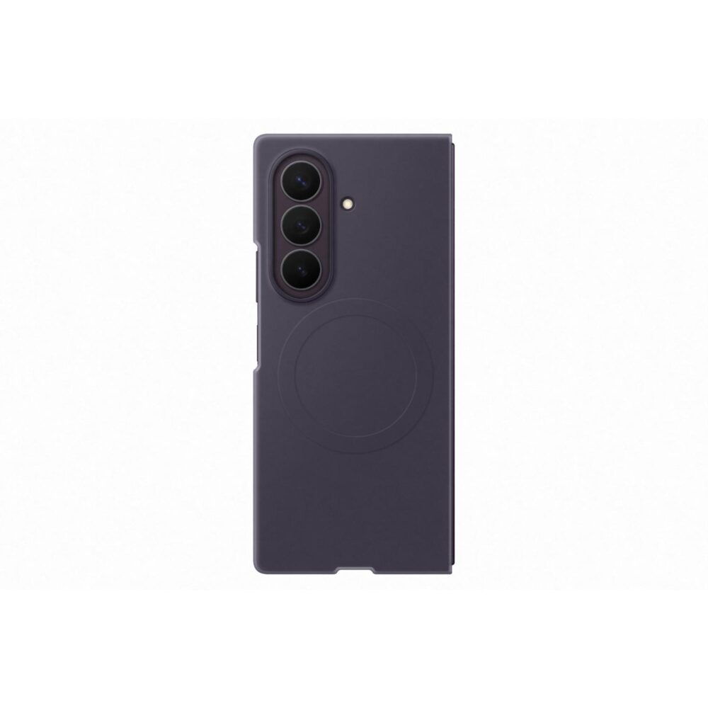 Rear view of the violet Samsung Galaxy Z Fold8 Ultra Silicone Magnet Case showing the camera surround and circular magnetic area