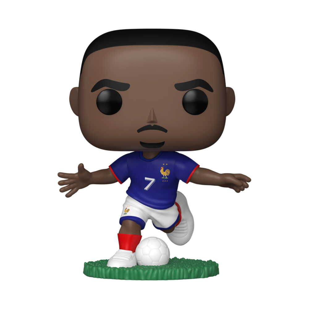 Ousmane Dembélé France FFF Funko Pop Football #80 wearing the blue number 7 kit and posing with a football on a grass-effect base