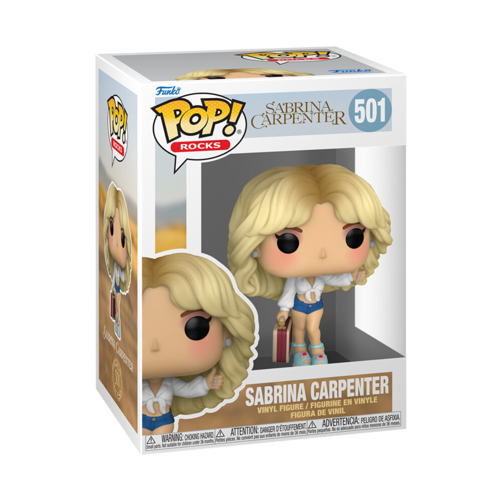 Sabrina Carpenter Manchild Funko Pop Rocks #501 shown in its window display box
