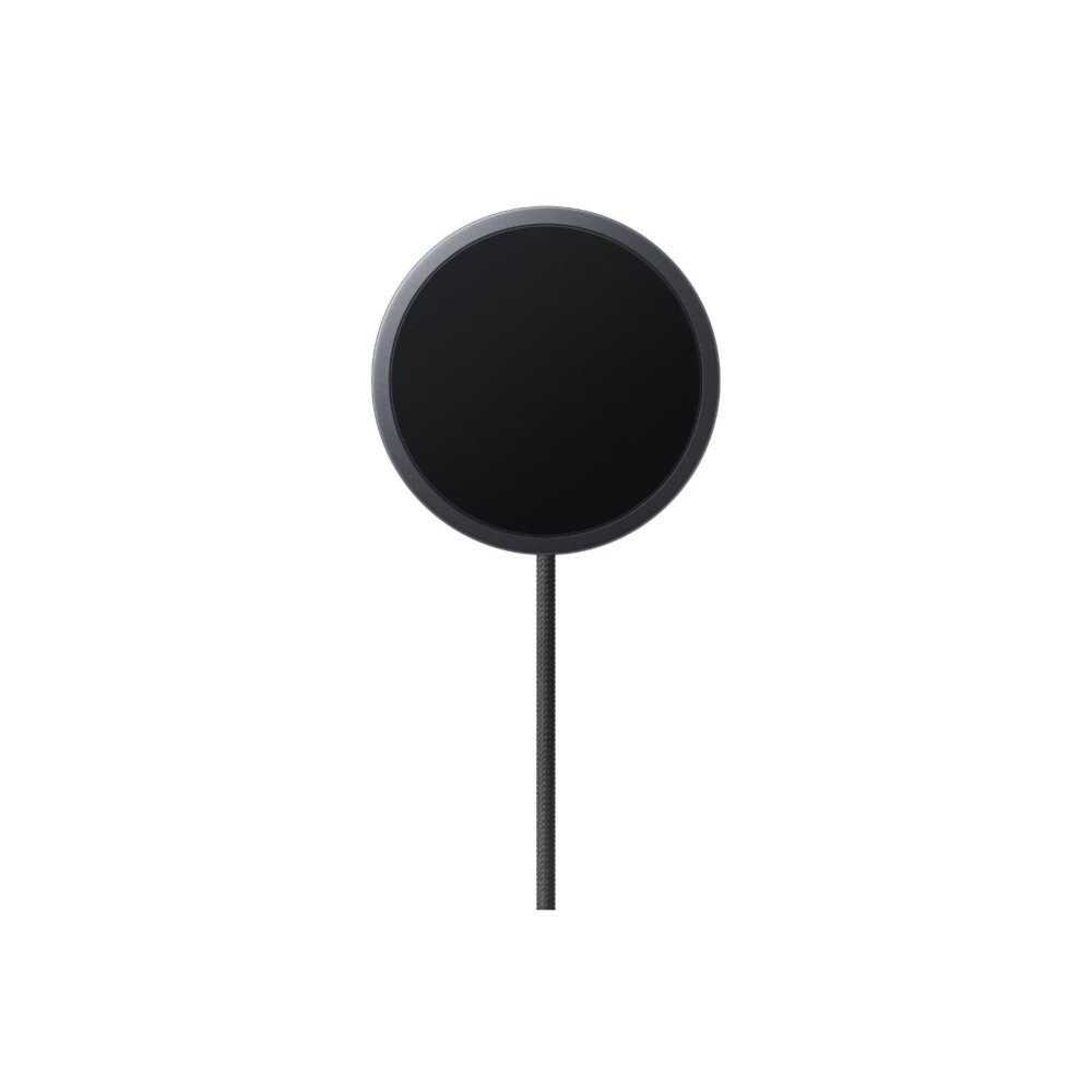 Front view of the grey Samsung 25W Magnetic Wireless Charging Pad showing its circular charging surface.