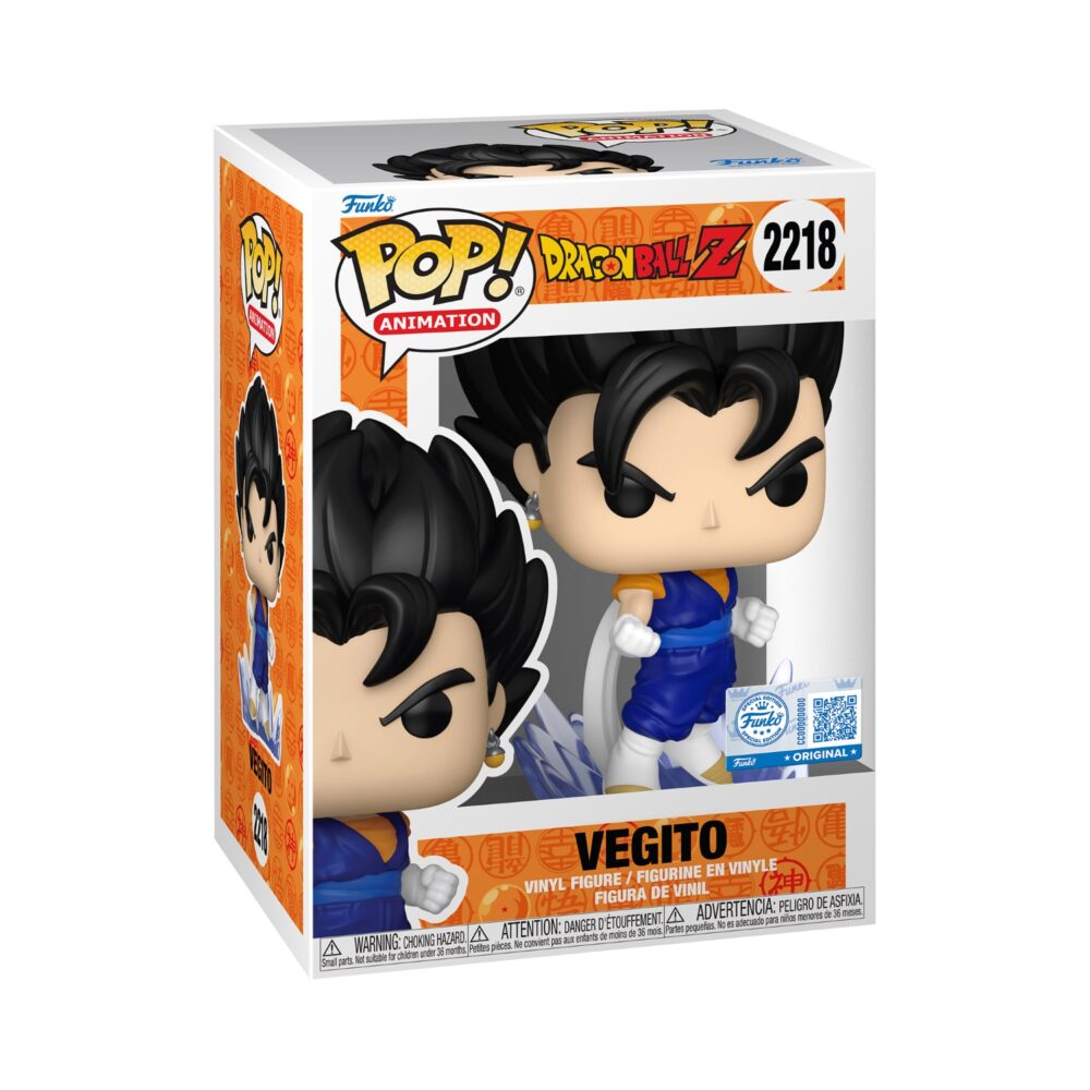 Vegito Powering Up Dragon Ball Z Funko Pop #2218 shown in its window display box