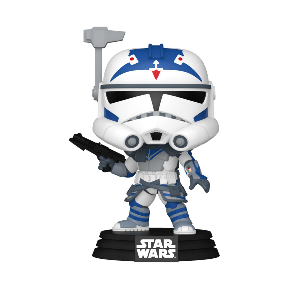 Unboxed Funko Pop ARC Trooper Fives Star Wars #851 bobblehead shown on a black Star Wars base holding a blaster.