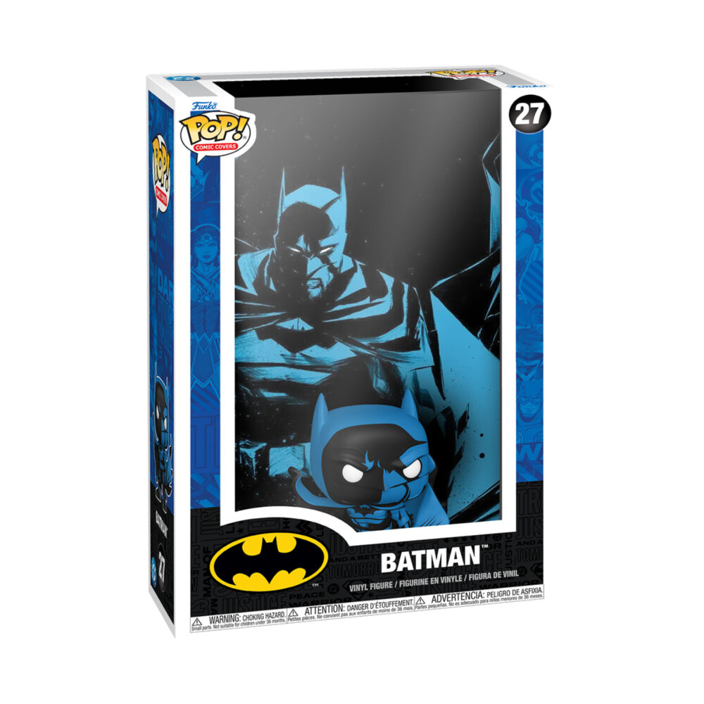 Boxed Batman Black & Blue DC Comics Funko Pop Comic Covers #27 with blue-and-black cover artwork visible through the front.