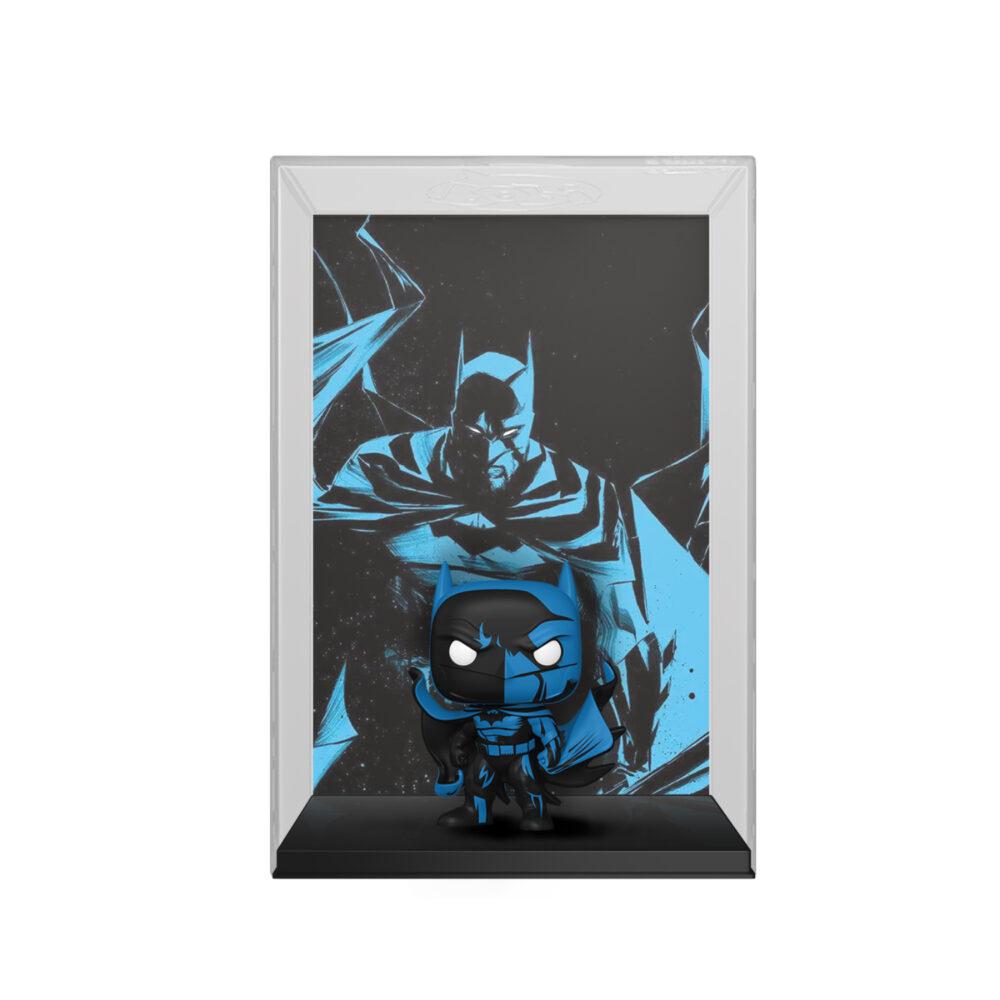 Batman Black & Blue DC Comics Funko Pop Comic Covers #27 in its protective display case with matching blue-and-black artwork.