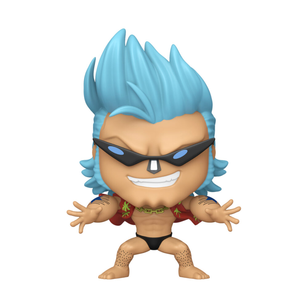 Franky - One Piece Funko Pop Figure #2232 unboxed with bright blue hair and black sunglasses