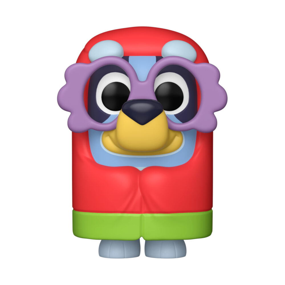 Unboxed Granny Janet Bluey Funko Pop #2372 wearing a red granny costume and purple glasses.