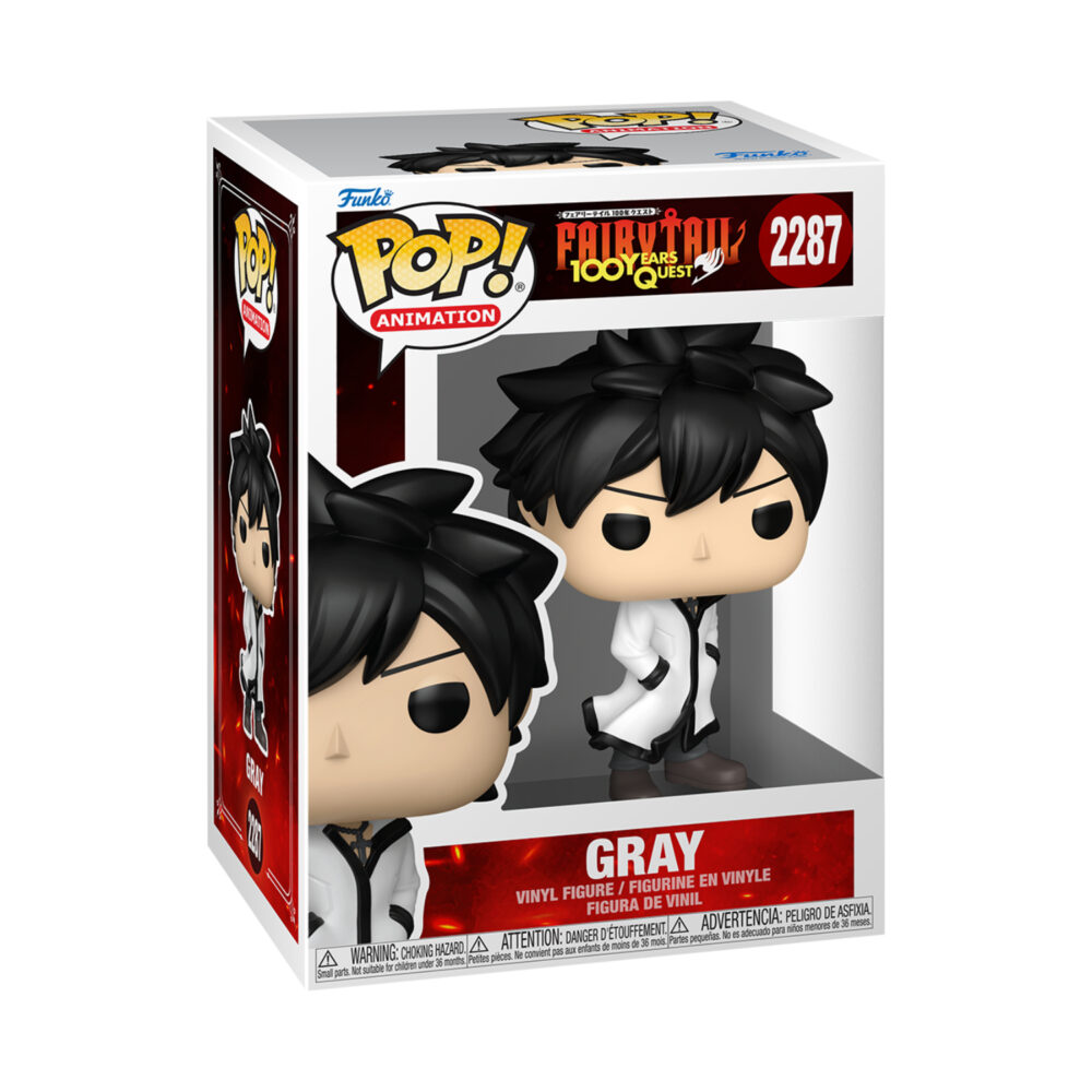 Gray Fairy Tail: 100 Years Quest Funko Pop #2287 shown in the regular window display box wearing a white coat