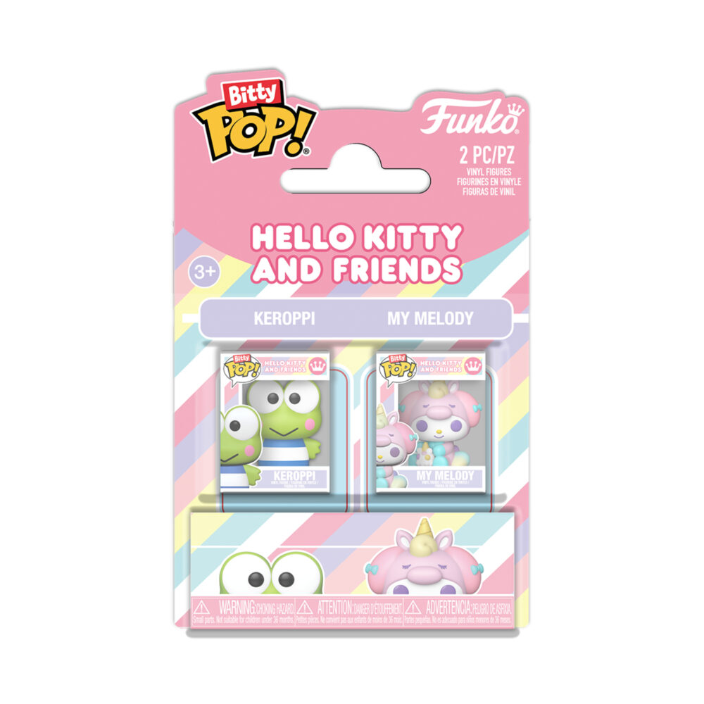 Keroppi and My Melody Funko Bitty Pop 2-pack shown in the Hello Kitty And Friends retail packaging