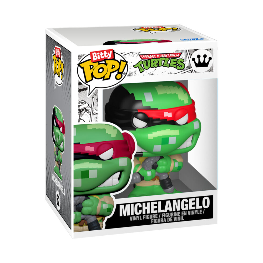Michelangelo Teenage Mutant Ninja Turtles Funko Bitty Pop figure shown in its mini window display box.