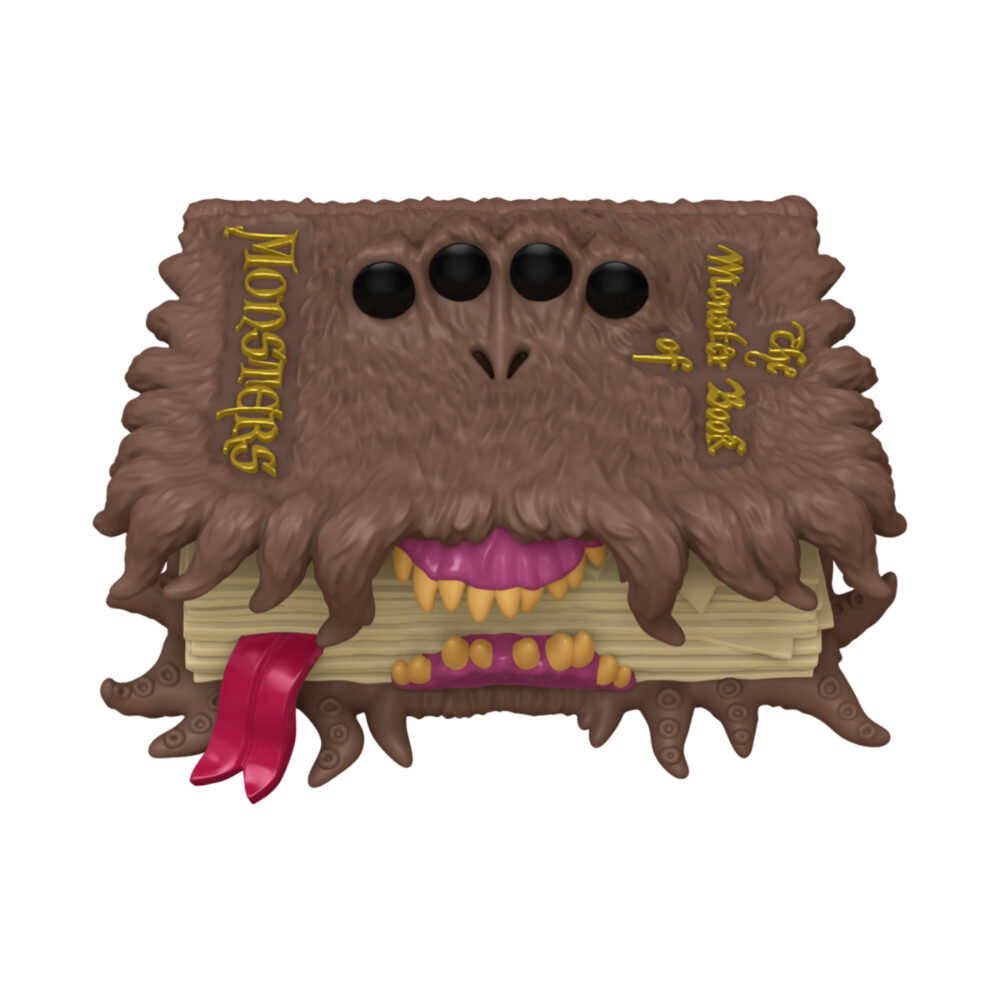 Unboxed Monster Book of Monsters Harry Potter Funko Pop #202 with four black eyes, teeth and a protruding tongue.
