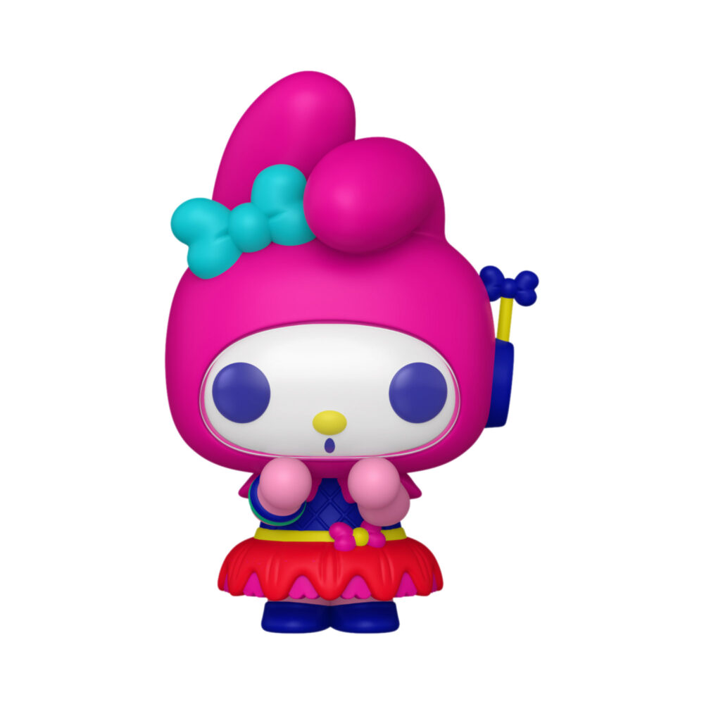 Unboxed My Melody Funko Pop #132 Special Edition shown from the front in a colourful retro outfit.