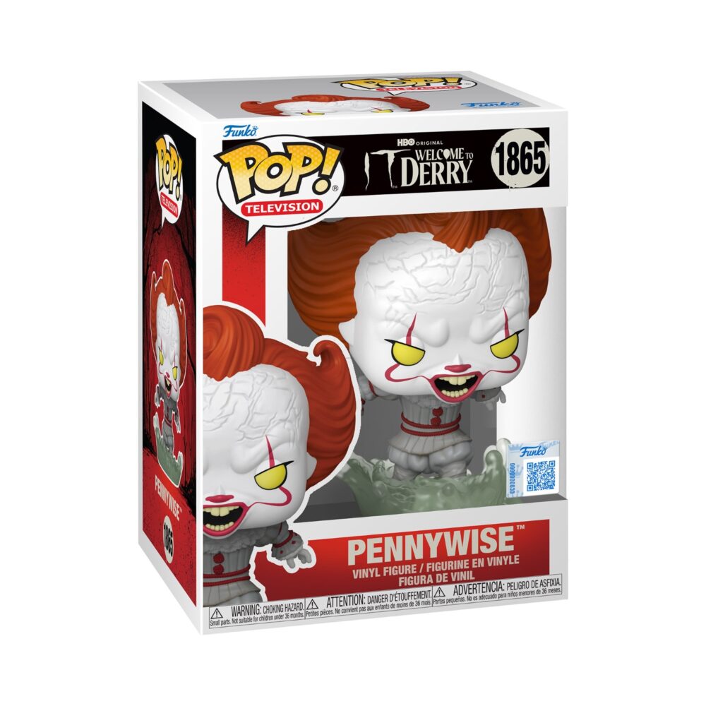 Pennywise IT Welcome To Derry Funko Pop #1865 Special Edition shown in the window display box.