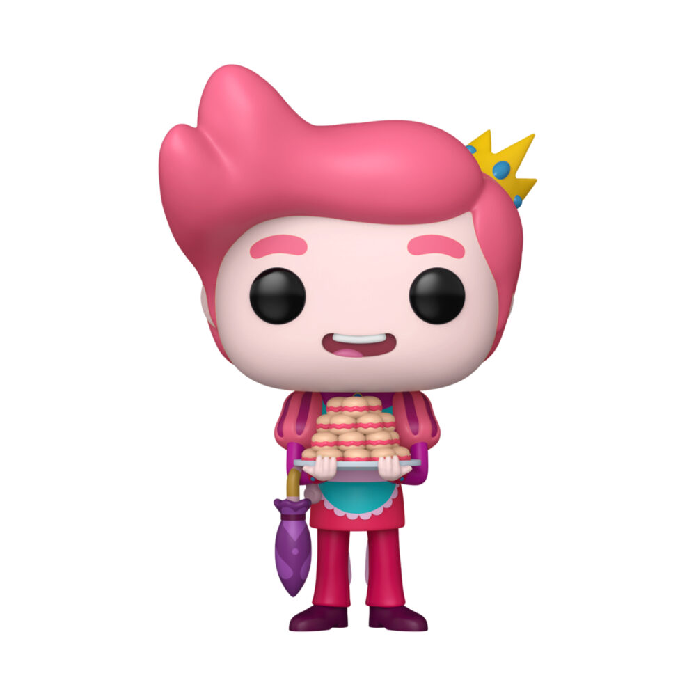 Prince Gumball Adventure Time Funko Pop #1904 unboxed holding a tray of stacked treats with a purple umbrella at his side