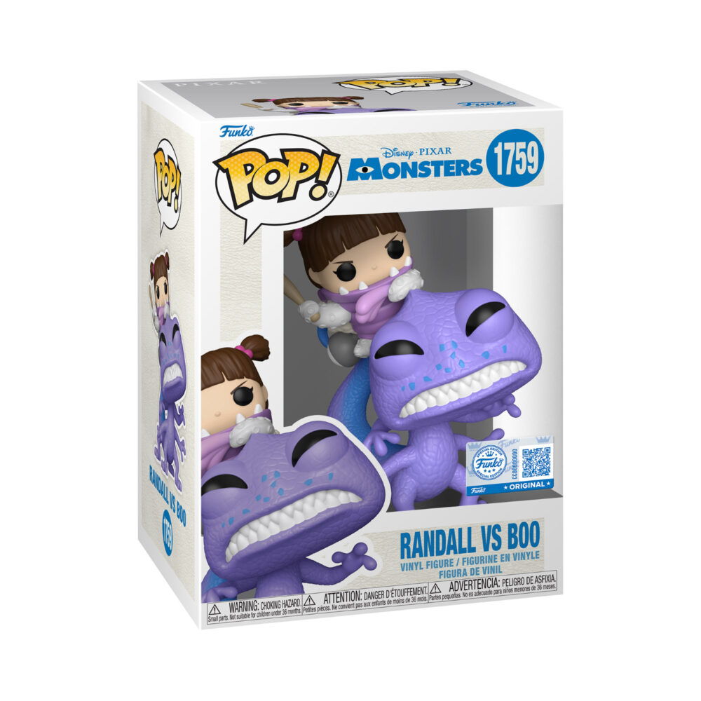 Boxed Randall vs Boo Monsters Inc. Funko Pop #1759 Special Edition showing purple Randall with Boo.