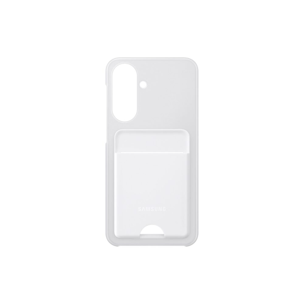 Grey Samsung Galaxy A27 5G Official Card Slot Cover shown without the phone from the rear with the card pocket visible