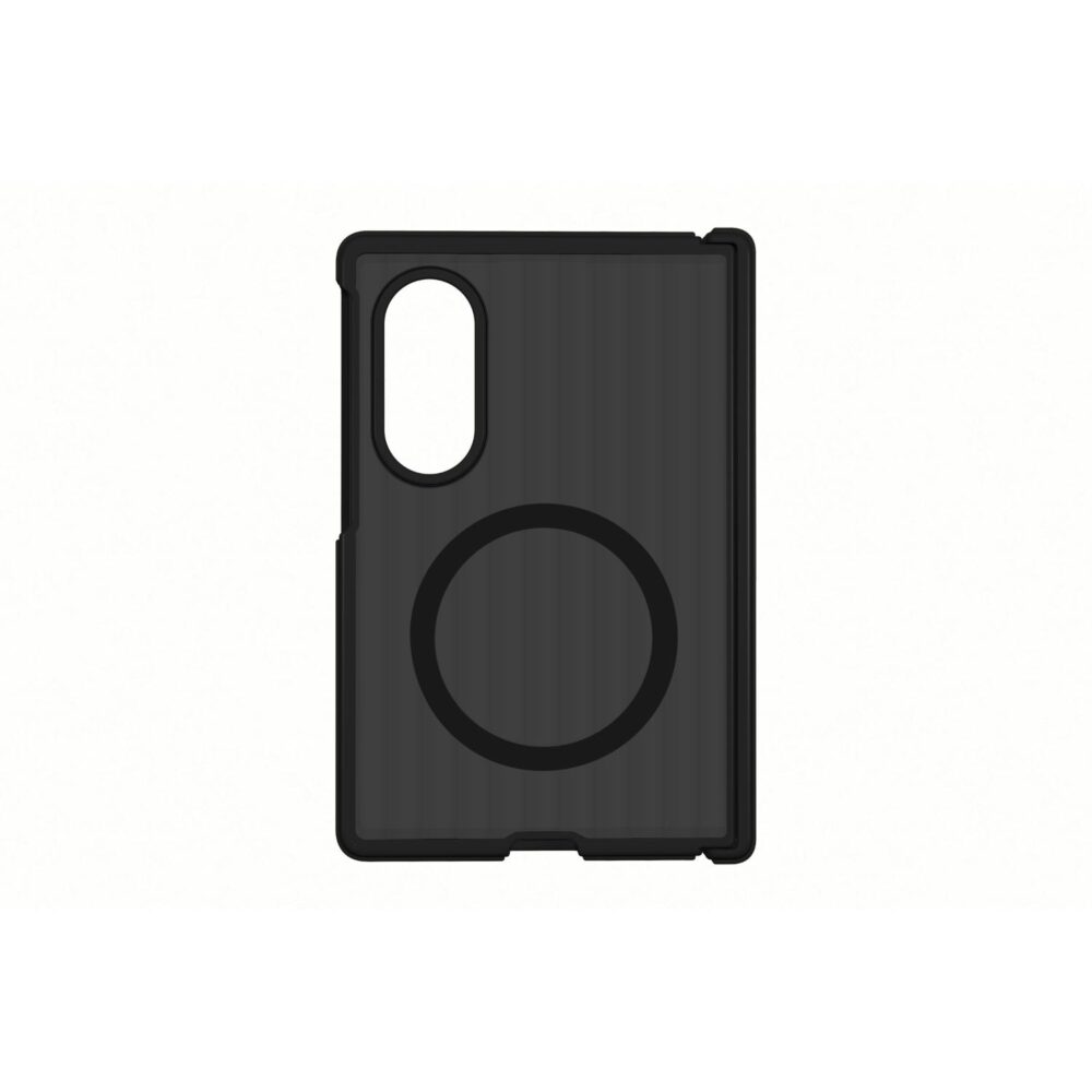 Black SMAPP Hybrid Shield Magnet Case for Samsung Galaxy Z Fold8 shown from the rear with the circular magnetic ring and camera opening visible