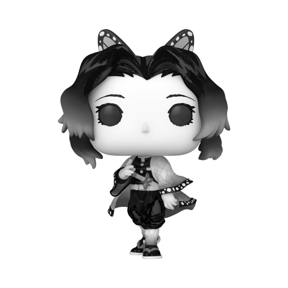 Unboxed Shinobu Kocho Demon Slayer Funko Pop #2195 Special Edition shown in monochrome styling.