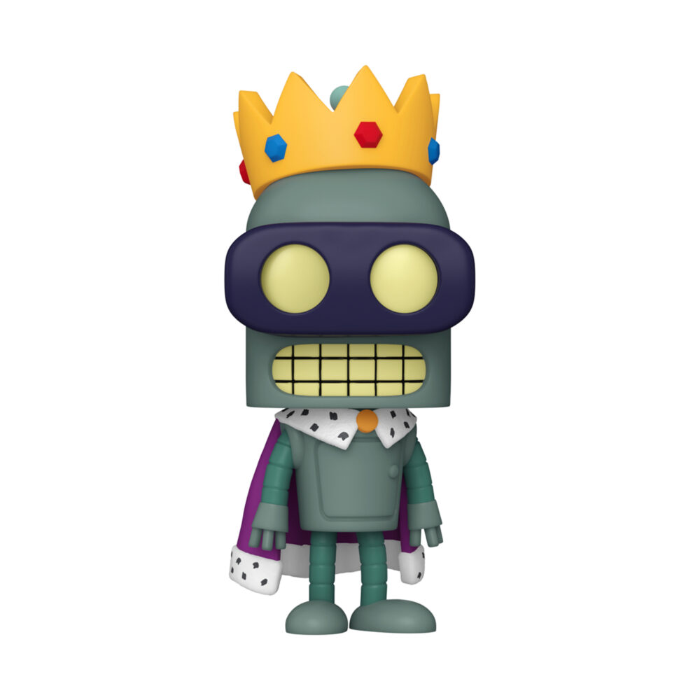 Super King Bender - Futurama Funko Pop Figure #2211 unboxed wearing a crown and cape