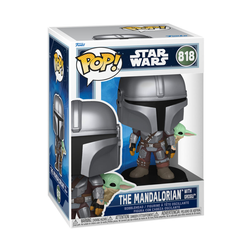 The Mandalorian With Grogu - Star Wars Funko Pop Figure #818 in its window display box