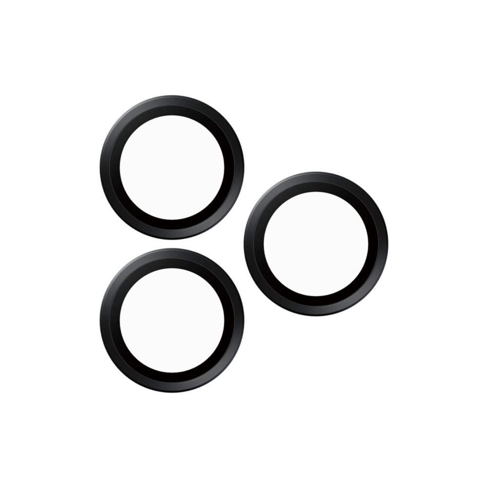 Three black Hoops camera lens protector rings from the iPhone 16 Pro Max PanzerGlass 4-in-1 bundle.
