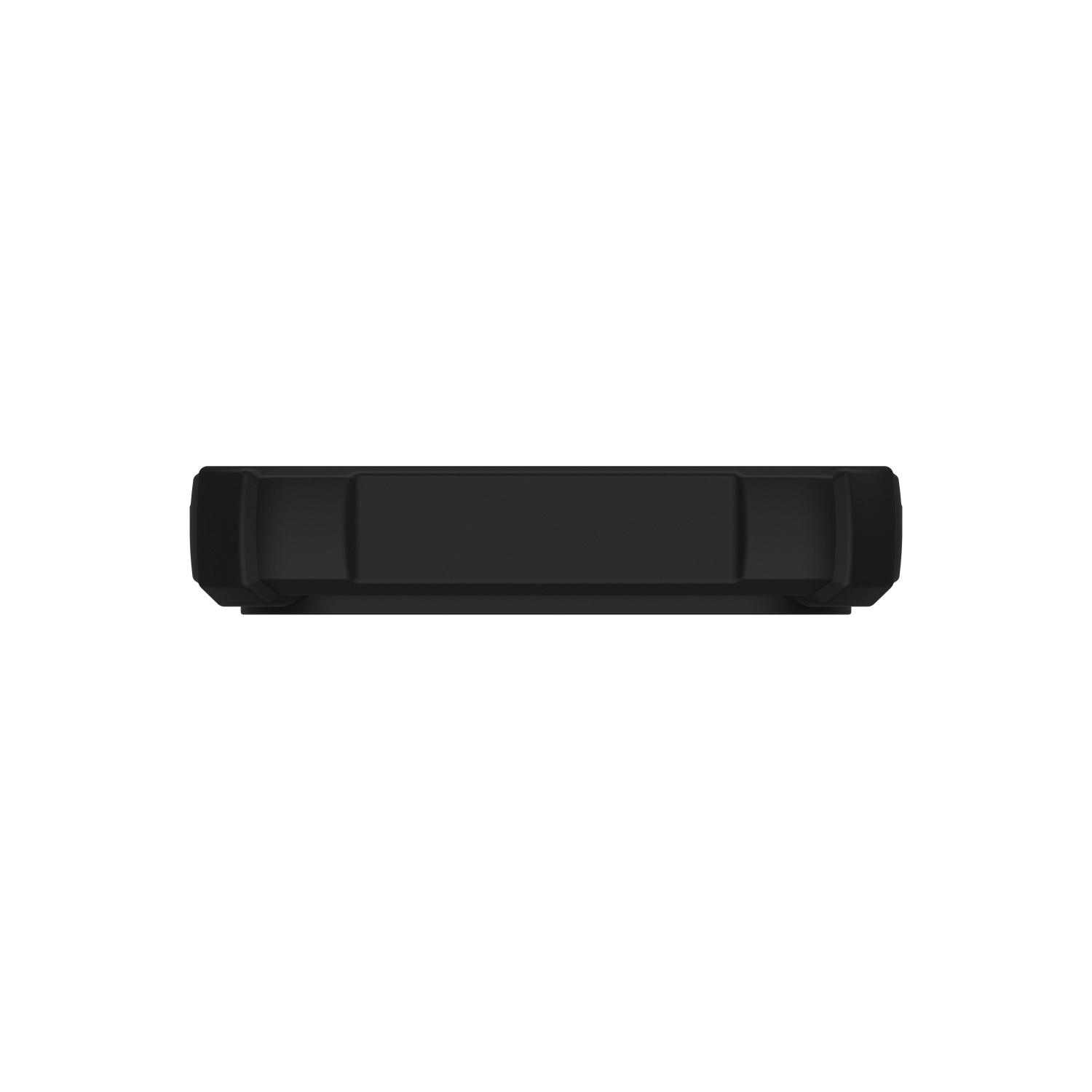 Close-up of the top edge of the black UAG Plasma XTE 360 MagSafe case for Apple iPhone 18 Pro and iPhone 17 Pro, showing the reinforced top edge and corner protection.