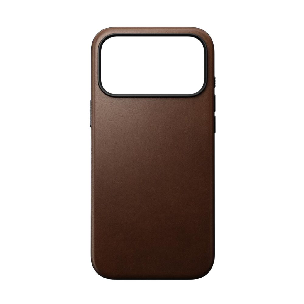 Brown Nomad Mag Modern Leather Case for Apple iPhone 18 Pro Max and iPhone 17 Pro Max shown from the rear with the large camera opening visible