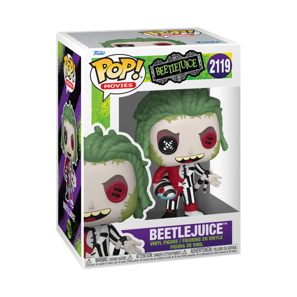 Beetlejuice Patchwork Funko Pop figure #2119 shown in its window display box