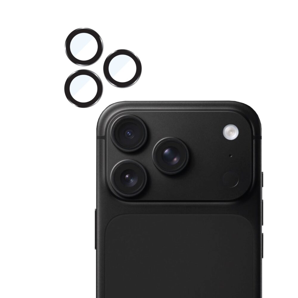 Three black-border Body Glove camera lens protectors shown above an iPhone 18 Pro series camera module