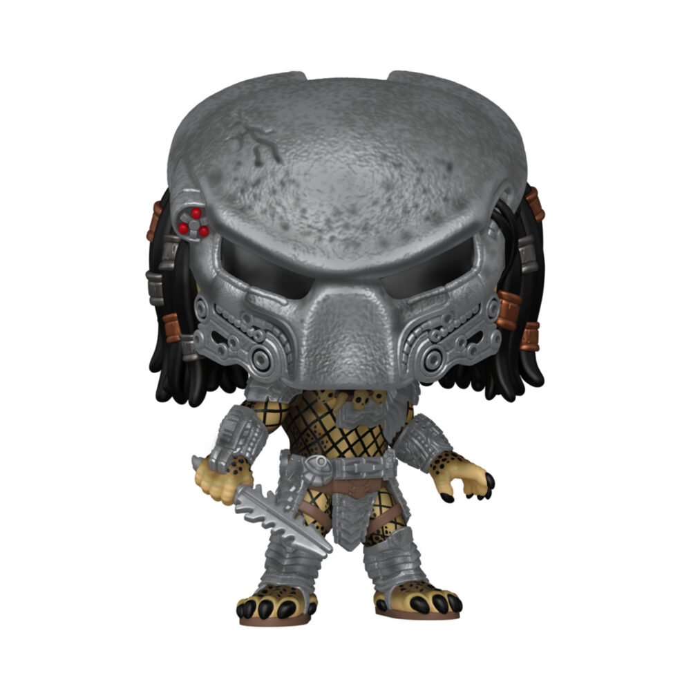 Unboxed Bull Predator Funko Pop #1999 figure wearing a silver mask and armour while holding a blade.
