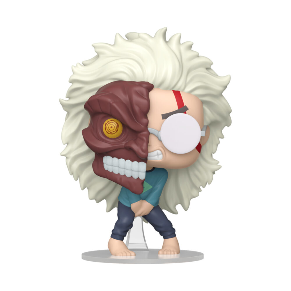 Unboxed Dan Da Dan Okarun (Mid-Transformation) Funko Pop figure #2387 with white hair and partially transformed face