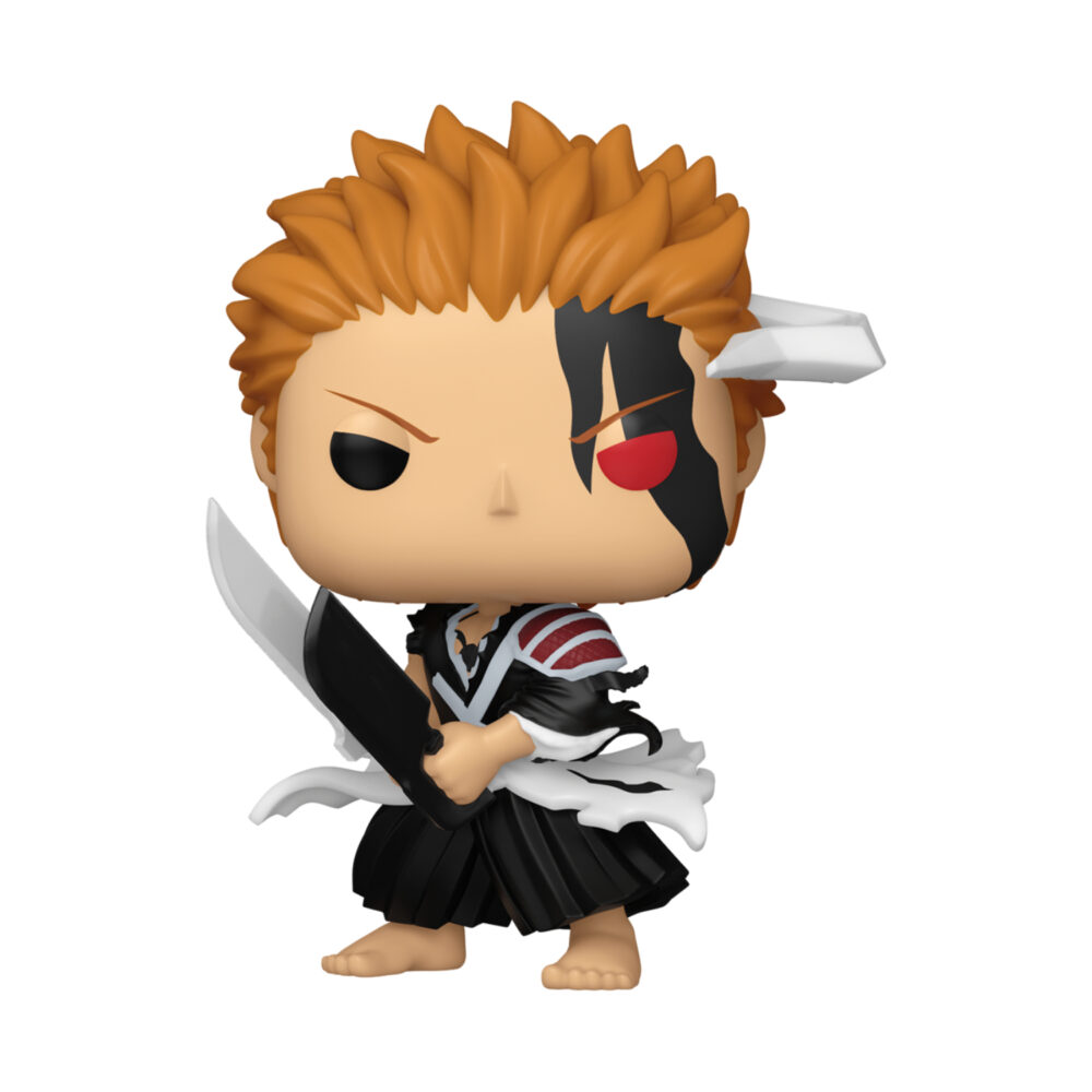 Unboxed Demi-Hollowfied Ichigo Funko Pop figure #2575 with orange hair, sword and hollow mask detail