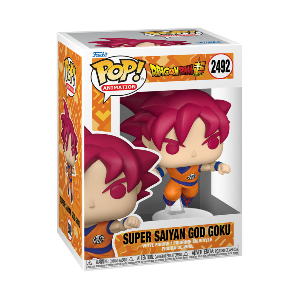 Dragon Ball Super Super Saiyan God Goku (Punching) Funko Pop figure #2492 shown in its window display box