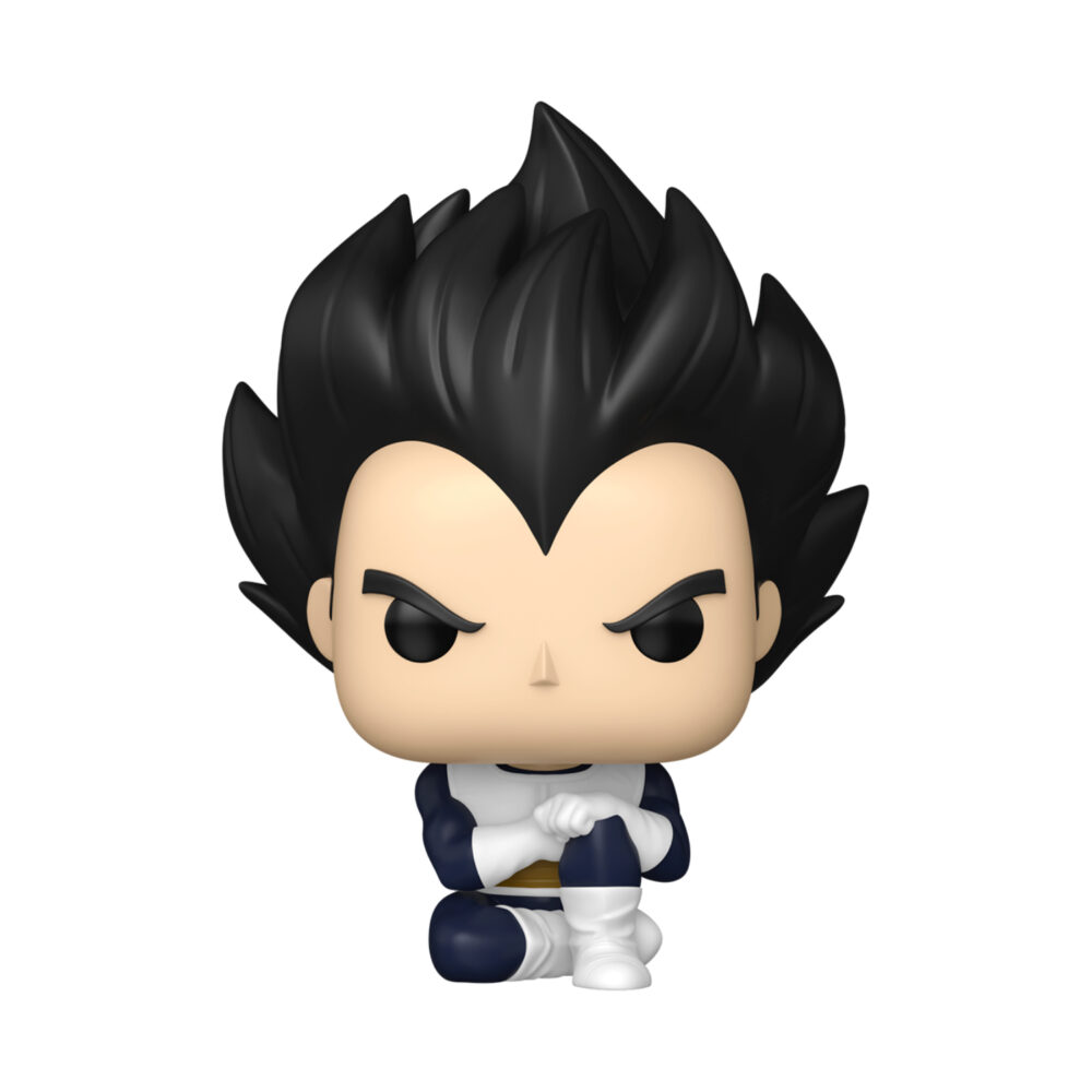 Unboxed Dragon Ball Z Vegeta Frieza Saga Funko Pop figure #2474 seated in blue and white Saiyan armour