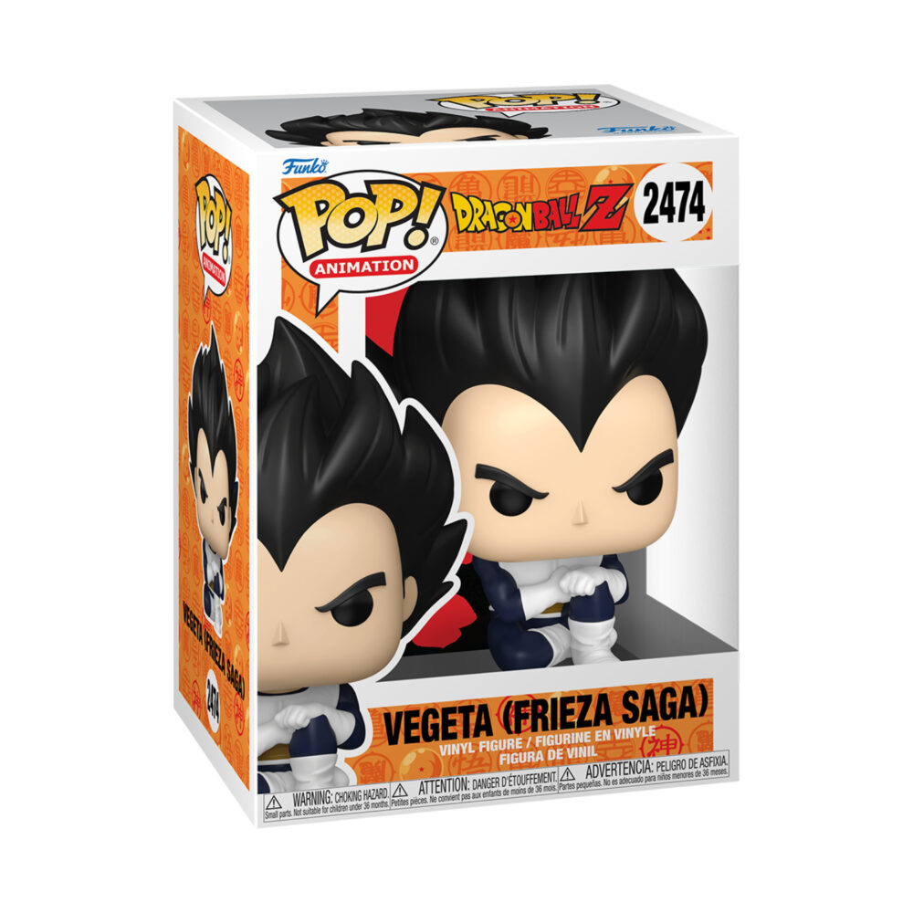 Dragon Ball Z Vegeta Frieza Saga Funko Pop figure #2474 shown in its window display box