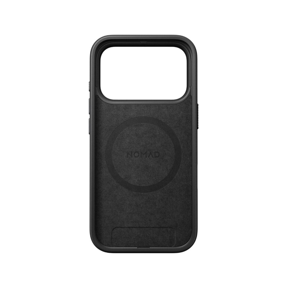 Interior of the black Nomad Mag Sports case for iPhone 18 Pro and iPhone 17 Pro, with the magnetic ring visible.