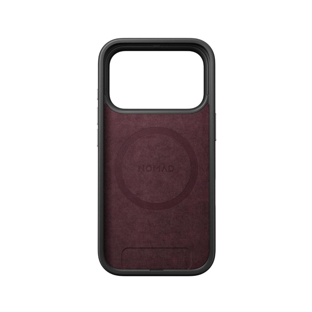 Interior of the red Nomad Mag Sports case for iPhone 18 Pro and iPhone 17 Pro, with the magnetic ring visible.