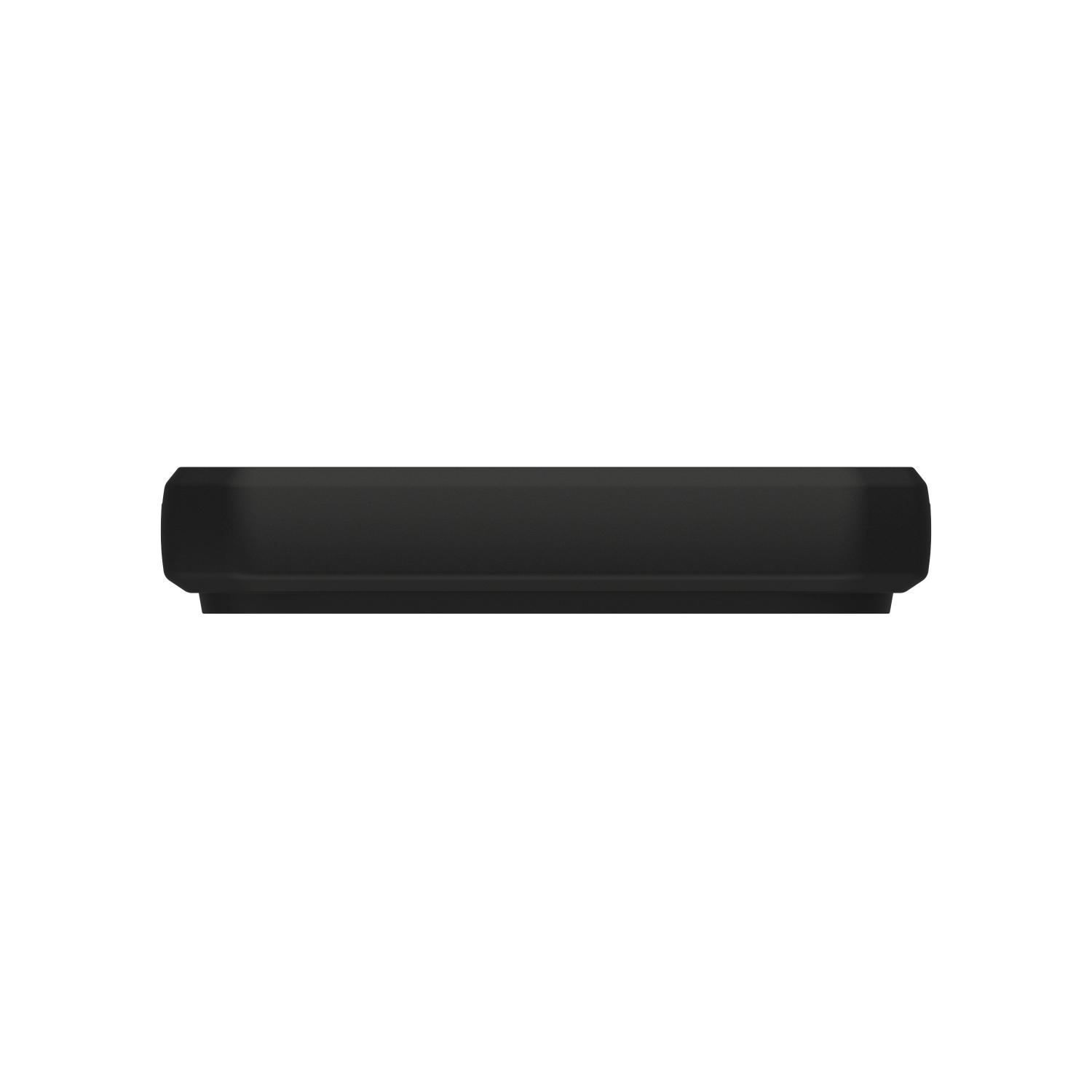 Top edge of an iPhone fitted with the UAG Monarch Pro MagSafe case, showing the raised black protective border