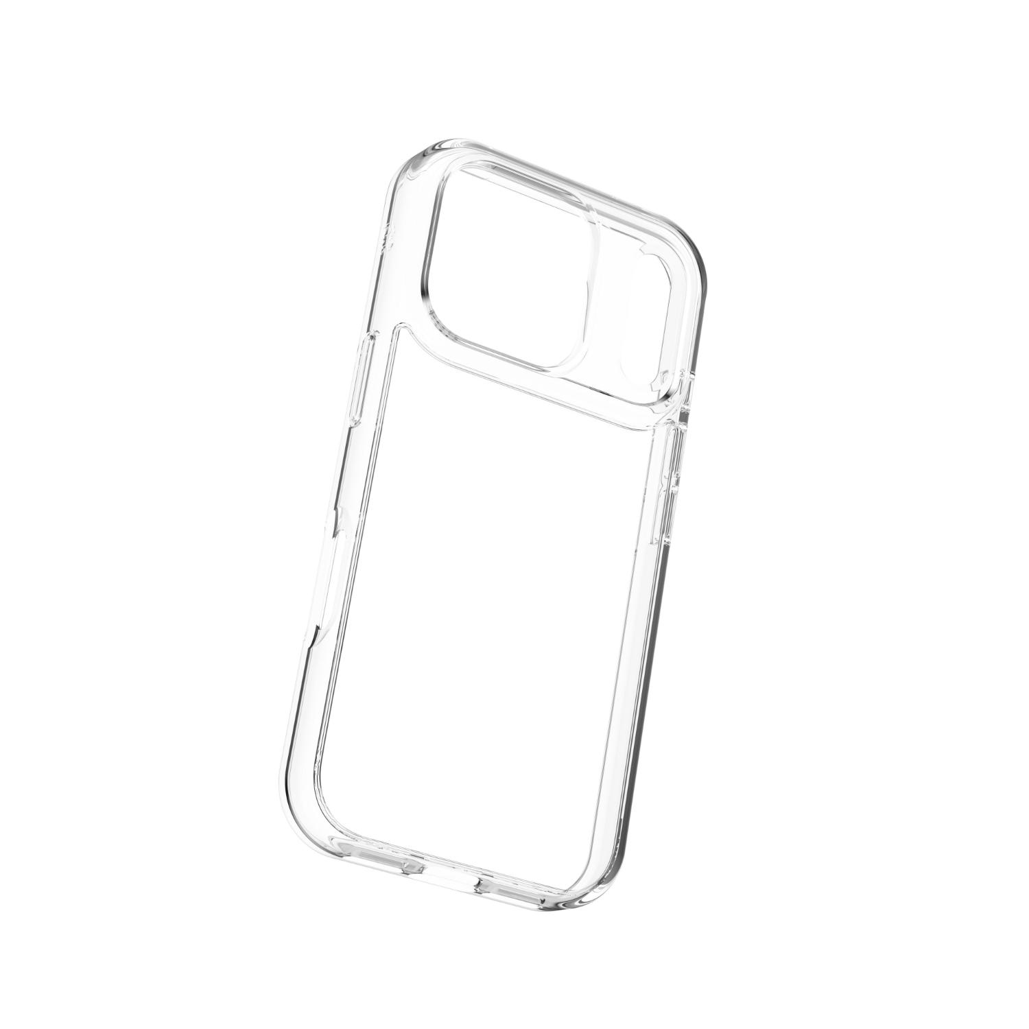 Empty clear ZAGG Crystal Palace Lite case shown from the opposite rear angle with the side edge and camera surround visible.
