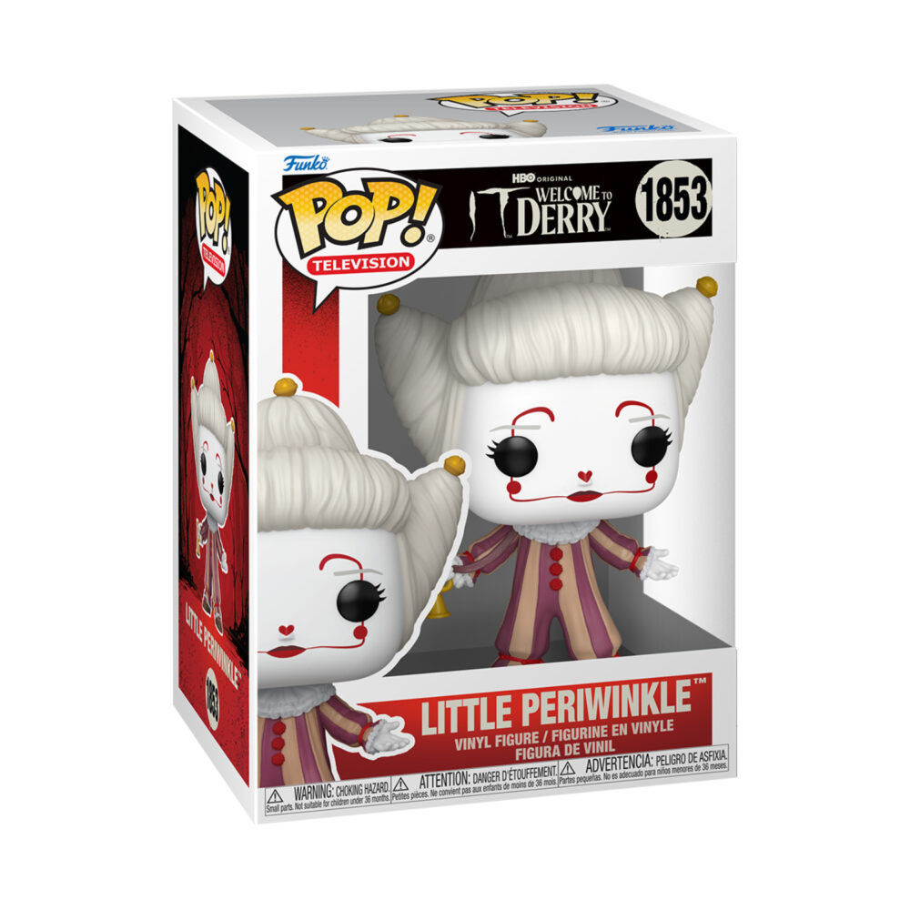 Little Periwinkle Funko Pop #1853 shown in its IT: Welcome to Derry window display box.