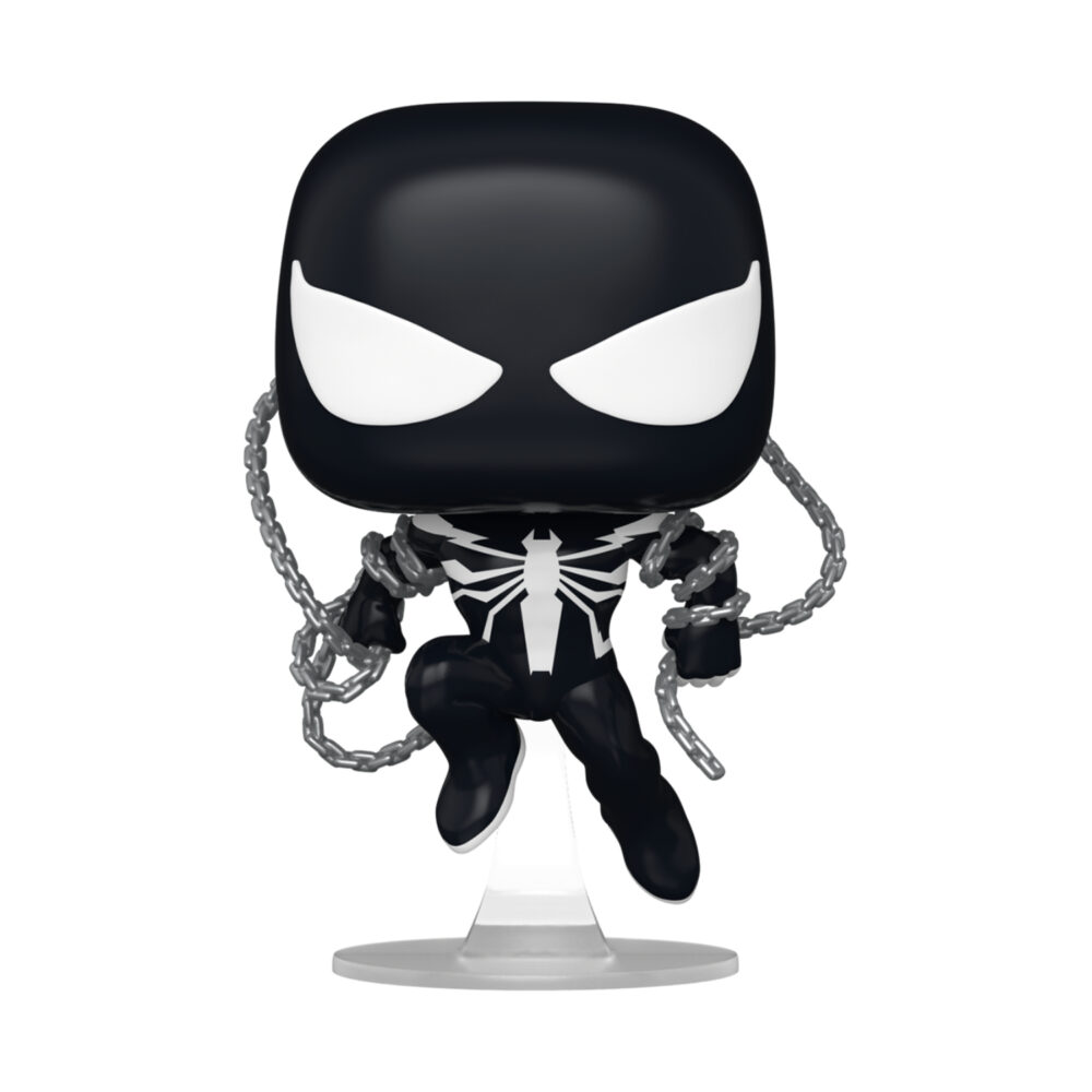 Unboxed Marvel Spider-Man Venom War Funko Pop figure #1623 in black symbiote suit with chains